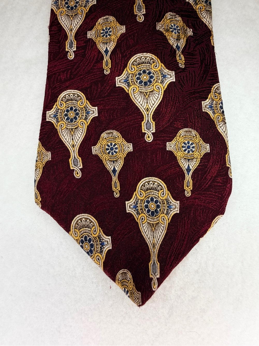 Vintage 1990s Monsieur Givenchy Burgundy Silk Medallion Tie